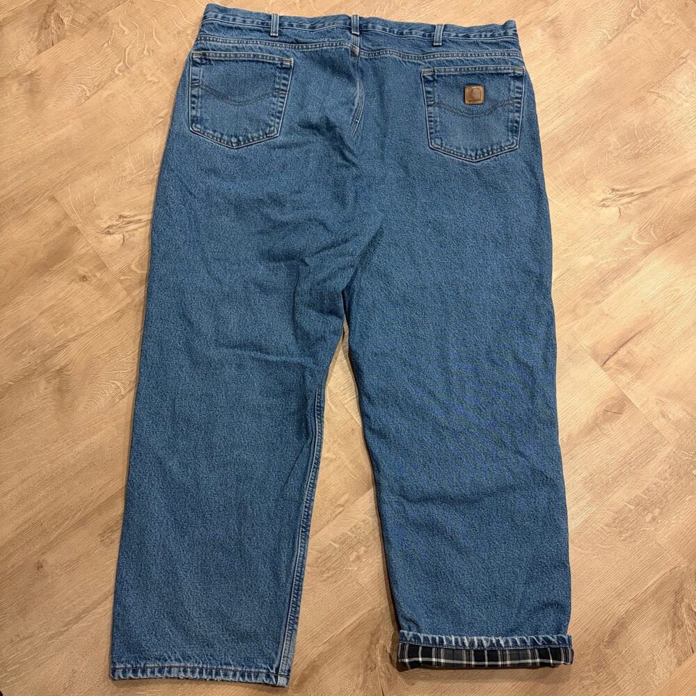 Carhartt B172 DST Jeans Men's 44x30 (Fits 43x30) Blue Flannel Blanket Lined
